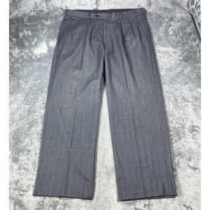 Paul Frederick Pants Mens 38x30 Grey Wool Cashmere Blend Houndstooth Plaid Dress